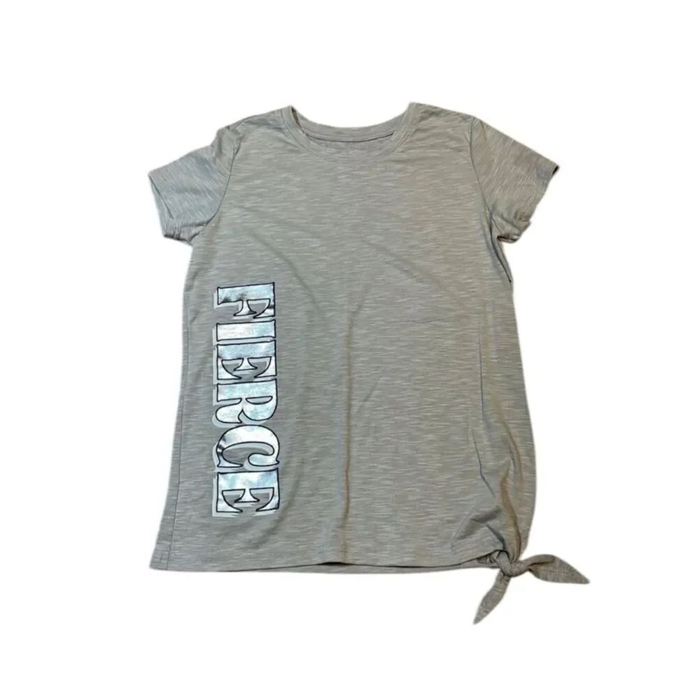 Girl’s FIERCE T-shirt,  Grey tee, screen print, 14/16